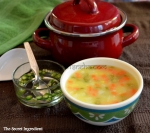 Sweet corn with vegetables soup